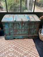 Grote houten kist, blauwe patine, Ophalen