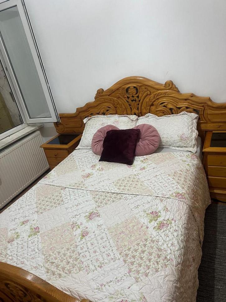 Antieke houten slaapkamer-complete set, Huis en Inrichting, Slaapkamer | Complete slaapkamers, Gebruikt, Tweepersoons, Ophalen