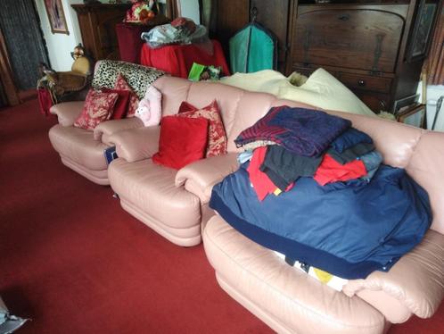 4 vintage leren fauteuils, Huis en Inrichting, Fauteuils, Gebruikt, Leer, Ophalen