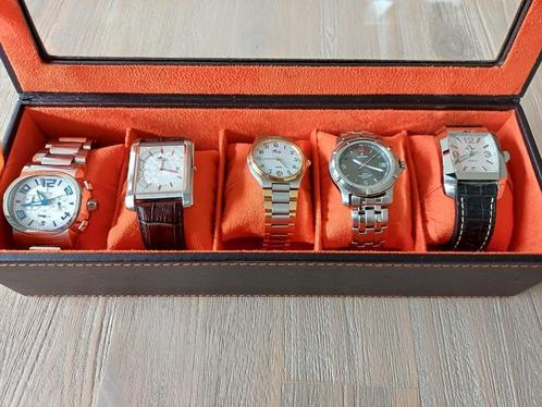 Box met herenhorloges, Handtassen en Accessoires, Horloges | Heren, Zo goed als nieuw, Polshorloge, Overige merken, Staal, Staal