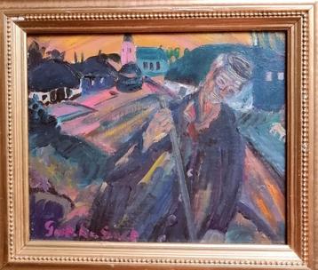 Gustave Franciscus De Smet '' Boerenscene" olieverf beschikbaar voor biedingen