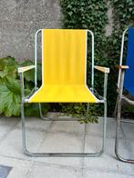 Gele vintage plooistoel / kampeerstoel / tuinstoel, Tuin en Terras, Tuinstoelen, Lerolin, Gebruikt, Aluminium, Ophalen of Verzenden