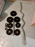 Krachttrainingsset — EZ-bar + korte stang + gewichten, Ophalen, Gebruikt, Dumbbell