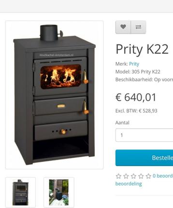 Houtkachel Prity-22 nieuwe nooit gebruikt 10.4 kw  beschikbaar voor biedingen