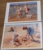 2 postkaarten: spelende kinderen op het strand, Enlèvement ou Envoi, 1980 à nos jours, Affranchie, Enfants