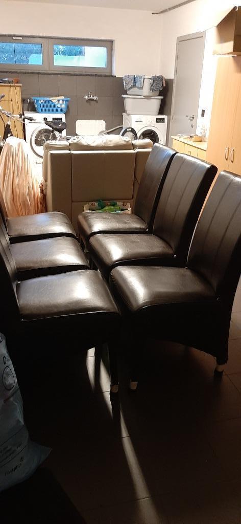 6 eetkamerstoelen voor slechts 75 euro, Huis en Inrichting, Stoelen, Zo goed als nieuw, Vijf, Zes of meer stoelen, Leer, Bruin