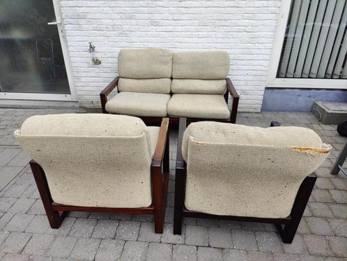 Seneca vintage salon set 1960 ish, Huis en Inrichting, Zetels | Complete zithoeken, Gebruikt, Hout, Stof, Ophalen