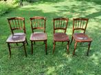 4 oude caféstoelen, Maison & Meubles, Chaises, Quatre, Brun, Bois, Enlèvement