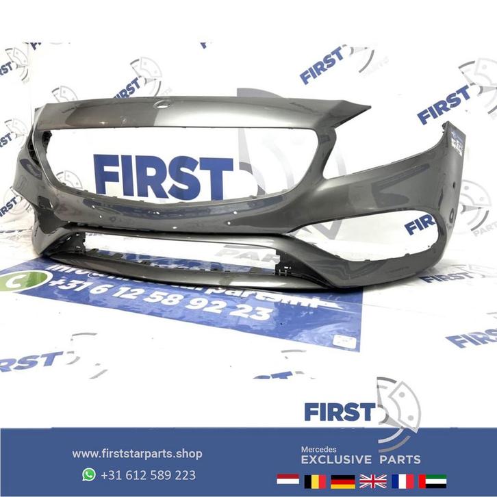 W176 FACELIFT AMG VOORBUMPER 787 GRIJS ORIGINEEL Mercedes A, Auto-onderdelen, Carrosserie, Bumper, Mercedes-Benz, Voor, Gebruikt