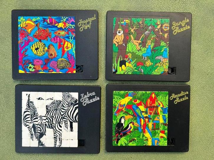 4 schuifpuzzels - Pussycat, Hobby en Vrije tijd, Denksport en Puzzels, Gebruikt, Legpuzzel, Ophalen of Verzenden