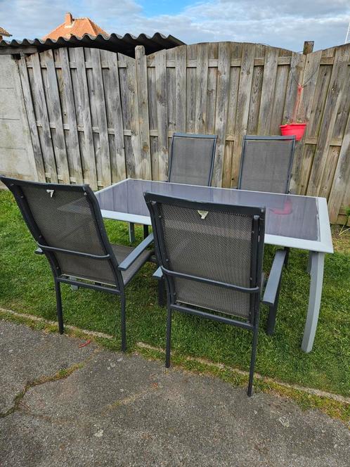 Tuinset aluminium 1 + 4  in goede staat voor 100 euro, Tuin en Terras, Tuinmeubel-accessoires, Gebruikt, Ophalen