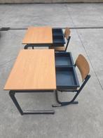 Twee schoolbanken met stoelen 50e per Stuk, Huis en Inrichting, Ophalen, 75 tot 100 cm, Zo goed als nieuw, Metaal