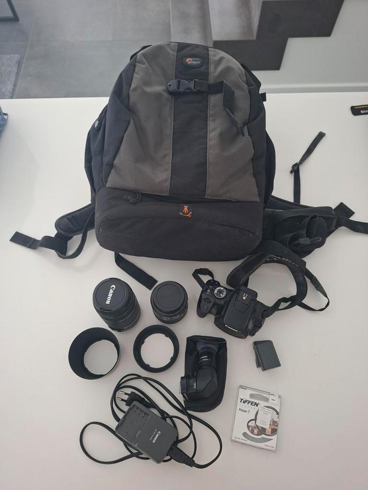 Canon EOS400D efs 18-55, efs 55-250, lowepro flipside 400aw, Audio, Tv en Foto, Fotocamera's Digitaal, Canon, Ophalen of Verzenden