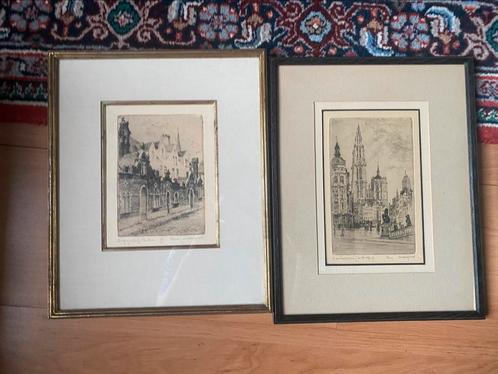 2 etsen van Romain Malfliet, Antiek en Kunst, Kunst | Etsen en Gravures, Ophalen