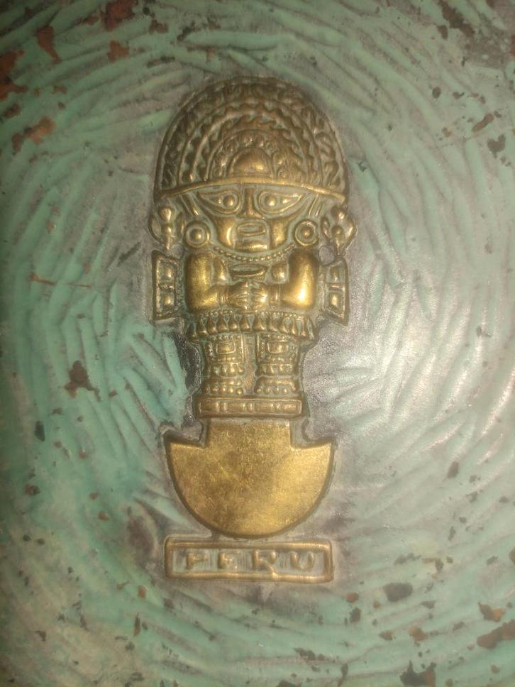 Tumi geluksplaatje in brons, Antiek en Kunst, Antiek | Brons en Koper, Brons, Ophalen