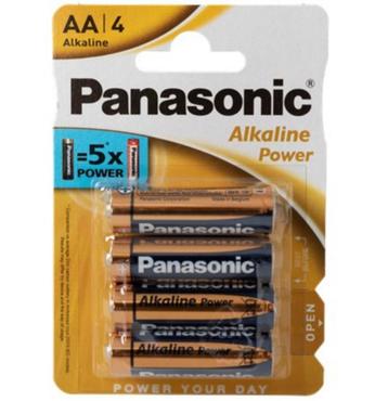 4 Stuks Panasonic AA Alkaline Batterijen 1,5 Volt in Blister