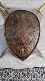 Vintage Koperen Schild met Zwaarden, Ophalen of Verzenden, Koper