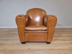 Fauteuil club vintage en cuir de mouton - Marron, Enlèvement ou Envoi, Comme neuf, Brun, Vintage schapenleren clubfauteuil, zetel, stoel