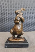 Bronzen beeld van 2 konijntjes gemerkt + gieterij stempel, Antiek en Kunst, Ophalen, Brons