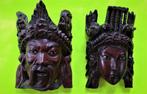 2 masques chinois en bois de rose, Antiquités & Art, Art | Sculptures & Bois, Enlèvement ou Envoi