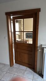 Vol eiken deur met glaspartij compleet met deurkozijn, Doe-het-zelf en Bouw, Ophalen, Gebruikt, 80 tot 100 cm, Binnendeur