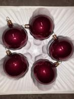 🎄KERST 5 oude kerstballen bordeaux/rood., Ophalen of Verzenden, Zo goed als nieuw