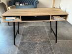 Houten bureel 1,20m met metalen onderstel, Enlèvement, Comme neuf, Bureau