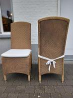 gevlochten stoelen met witte kussens, Huis en Inrichting, Stoelen, Ophalen, Gebruikt, Riet of Rotan, Landelijk