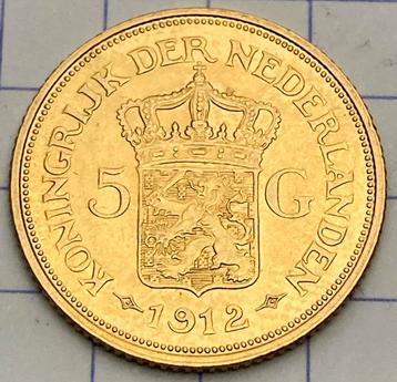 5 florins d'or 1912, Pays-Bas disponible aux enchères