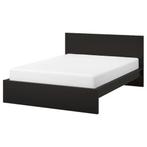 Lit IKEA Malm brun noir 130,00€, Maison & Meubles, Comme neuf, Deux personnes, Brun, Autres matériaux