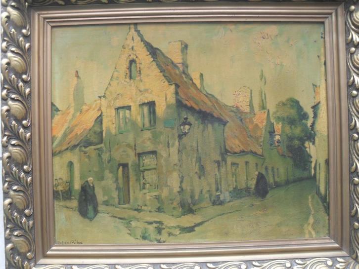 Olieverf op paneel van Julien Célos, Antiek en Kunst, Kunst | Schilderijen | Klassiek, Ophalen of Verzenden