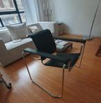 Vintage leren stoel met rvs detail, Ophalen, Zo goed als nieuw