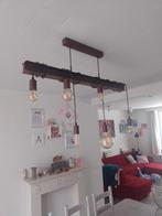 industriële potrell hanglamp met lampen incl, Ophalen, 50 tot 75 cm, Zo goed als nieuw, Metaal