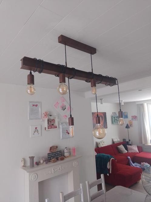 industriële potrell hanglamp met lampen incl, Huis en Inrichting, Lampen | Hanglampen, Zo goed als nieuw, 50 tot 75 cm, Kunststof