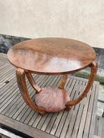 Table basse de style Art Déco en ronce de noyer H60cm-Ø65cm, Enlèvement