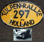 Plaque rallye originale en métal Tulpenrallye 1950 + photo, Collections, Utilisé, Enlèvement ou Envoi, Voitures