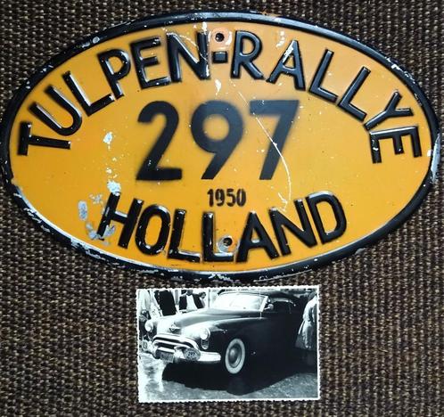 Plaque rallye originale en métal Tulpenrallye 1950 + photo, Collections, Marques automobiles, Motos & Formules 1, Utilisé, Voitures