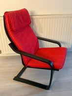 Ikea - Paong - 2 x fauteuil zwartbruin + kussen rood, Ophalen, Twee, Zwart, Zo goed als nieuw