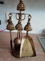 Antieke 4 delig haardset met figuurtjes. 2 Antieken mijnlamp, Antiek en Kunst, Ophalen, Glas