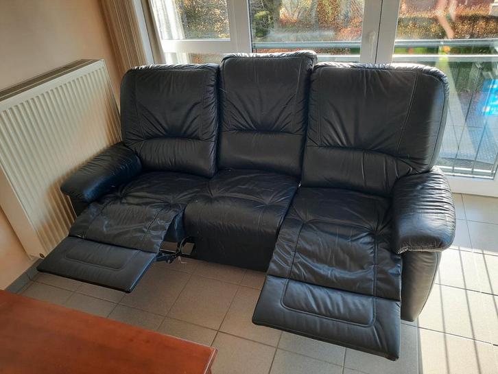 Lederen salon, Huis en Inrichting, Zetels | Complete zithoeken, Gebruikt, Leer, Ophalen