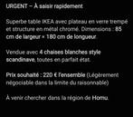 Table salle à manger + 4 chaises, 150 à 200 cm, Cinq personnes ou plus, Verre, Enlèvement