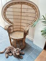 Vintage grote pauwenstoel , peacockchair, Emanuelle, Huis en Inrichting, Stoelen, Ophalen, Gebruikt, Riet of Rotan, Ibiza