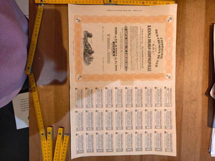 Compagnie des Chemins de Fer Katanga-Dilolo-Léopoldville, Postzegels en Munten, Aandelen en Waardepapieren, Ophalen