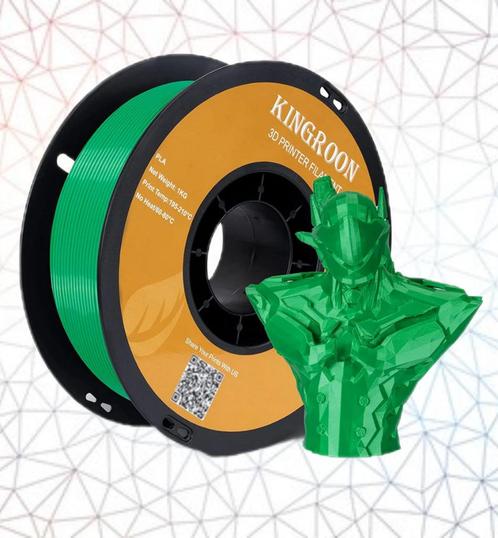 Nieuwe KINGROON 3D filament PLA GROEN nieuwe rol a 1 kilo., Computers en Software, 3D-printerbenodigheden, Nieuw, Verzenden