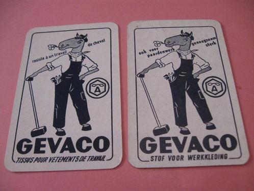 2 oude losse speelkaarten Gevaco werkkleding (182), Collections, Cartes à jouer, Jokers & Jeux des sept familles, Comme neuf, Carte(s) à jouer