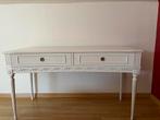 Witte sidetable in kersenhout met 2 schuiven, Huis en Inrichting, Ophalen, Gebruikt, 100 tot 150 cm, Landelijk