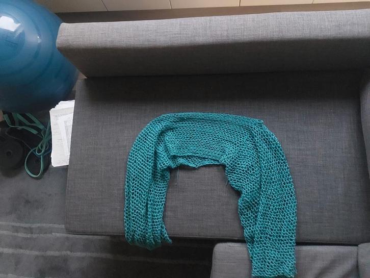 Vis net vestje zelf gemaakt, Kleding | Dames, Truien en Vesten, Zo goed als nieuw, Maat 36 (S), Blauw, Ophalen