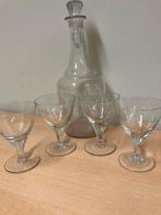 Vintage glazen karaf met 4 glazen, Ophalen