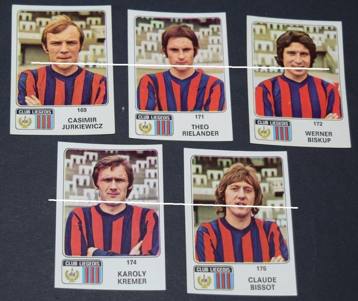 Panini Football 1973 - 74 / FC Luik 5 stickers, Verzamelen, Sportartikelen en Voetbal, Zo goed als nieuw, Poster, Plaatje of Sticker