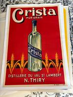 Crista pur grain Distillerie du Val St Lambert N. Thiry, Verzamelen, Posters, Ophalen, Zo goed als nieuw, Reclame, Canvas of Doek